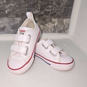 Converse Kids White and Red Velcro Sneakers